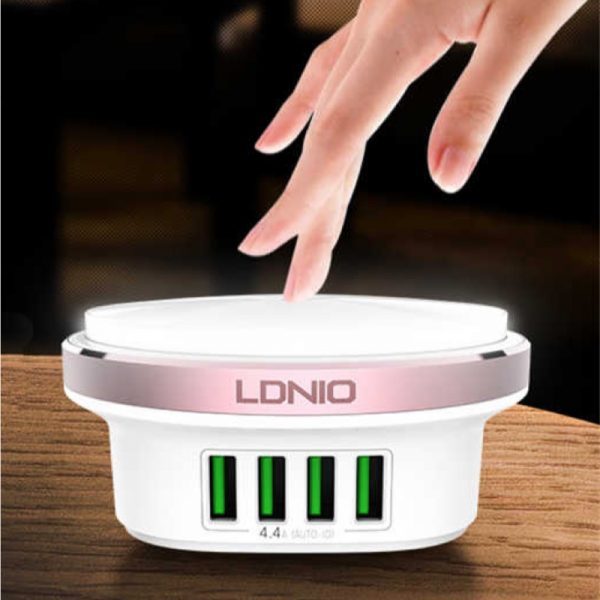 Γρήγορος φορτιστής κινητού και φως νυκτός LED 4 USB 4.4A A4406 LDNIO Ldnio