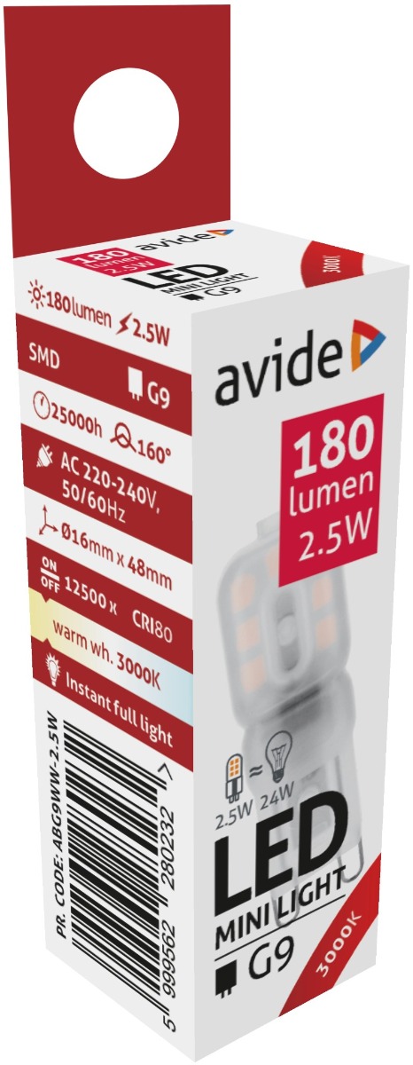Avide LED G9  2.5W 160° Θερμό 3000K