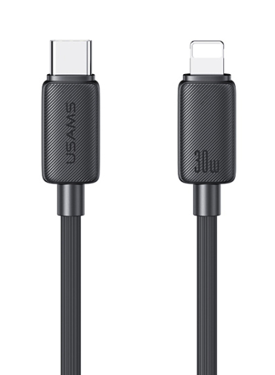 USAMS καλώδιο Lightning σε USB-C US-SJ692, 30W, 480Mbps, 1m, μαύρο SJ692USB01