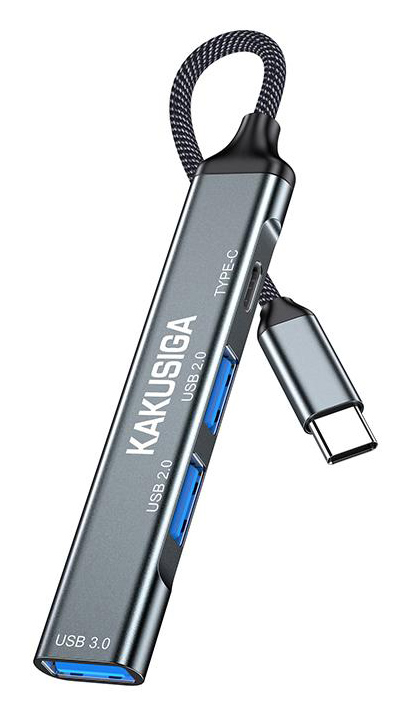KAKUSIGA USB hub KSC-1417, 4x θυρών, USB 3.0, 5Gbps, USB-C σύνδεση, γκρι KSC-1417
