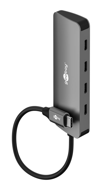 GOOBAY USB hub 76565, 4x θυρών, USB 3.2, 10Gbps, USB-C σύνδεση, γκρι 76565