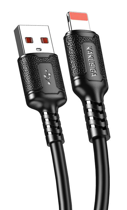 KAKUSIGA καλώδιο Lightning σε USB KSC-984, σιλικόνης, 3Α, 480Mbps, 1m, μαύρο KSC-984-L-BK