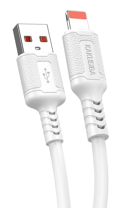 KAKUSIGA καλώδιο Lightning σε USB KSC-984, σιλικόνης, 3Α, 480Mbps, 1m, λευκό KSC-984-L-WH