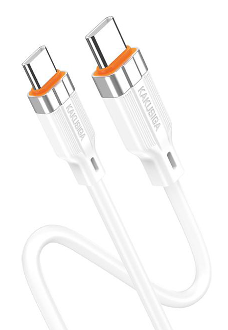 KAKUSIGA καλώδιο USB-C σε USB-C KSC-995, σιλικόνης, 100W, 480Mbps, 1m, λευκό KSC-995-CC-WH