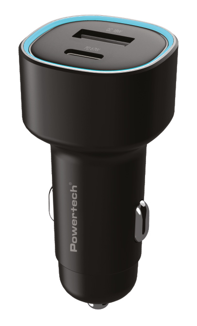 POWERTECH φορτιστής αυτοκινήτου PT-1539, USB & USB-C, 85W, μαύρος PT-1539