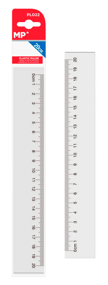 MP πλαστικός χάρακας PL022, 20cm, διάφανος PL022