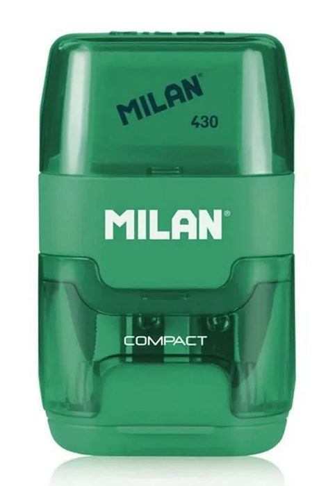 MILAN ξύστρα μολυβιών με κάδο & γόμα 1204703116, πράσινη 1204703116-GN