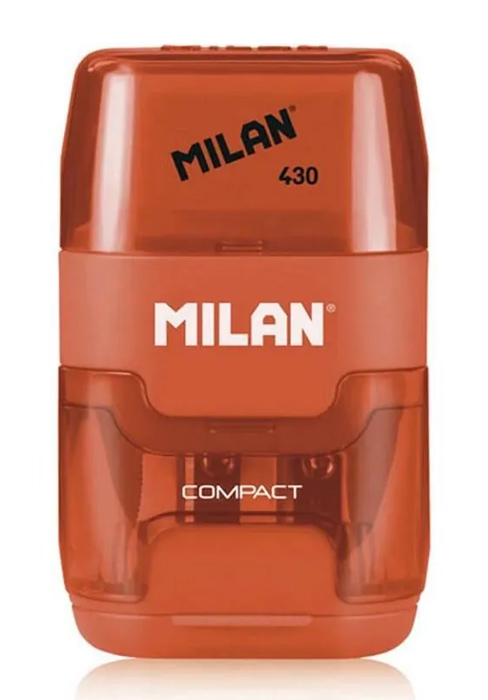 MILAN ξύστρα μολυβιών με κάδο & γόμα 1204703116, πορτοκαλί 1204703116-OR