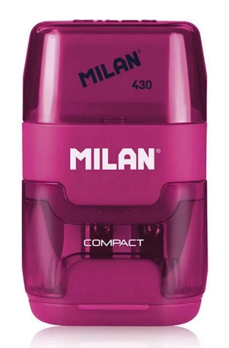 MILAN ξύστρα μολυβιών με κάδο & γόμα 1204703116, ροζ 1204703116-PK