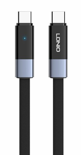 LDNIO καλώδιο USB-C LC242c, flat, 65W, 480Mbps, 2m, μαύρο 6933138603536