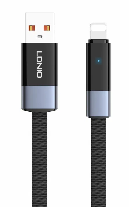 LDNIO καλώδιο Lightning σε USB LS242i, flat, 30W, 480Mbps, 2m, μαύρο 6933138603604