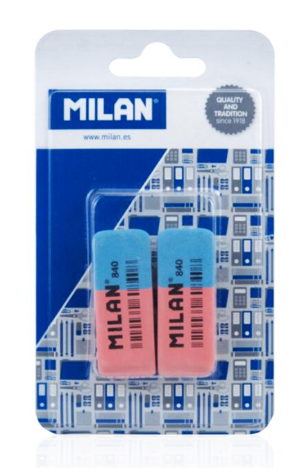 MILAN γόμα 620 BCM10100MP για μολύβι και στυλό, 53 x 20 x 8mm, σετ 2τμχ BCM10100MP