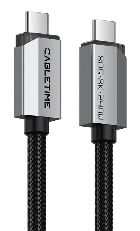 CABLETIME καλώδιο USB-C CT-USB4V2, USB4, 240W, 80Gbps, 8K/60Hz, 1m, μαύρο CT-USB4V2-AG1