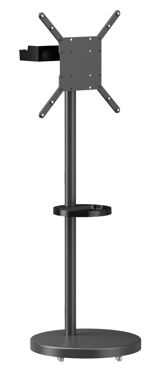 BRATECK βάση τηλεόρασης δαπέδου FS38-44TWE, 32-65", έως 50kg, με 2x ράφια, ροδάκια, μαύρη FS38-44TWE