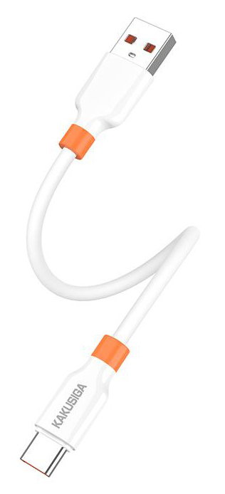 KAKUSIGA καλώδιο USB-C σε USB KSC-1024, σιλικόνης, 5A, 480Mbps, 0.25m, λευκό KSC-1024-C-WH