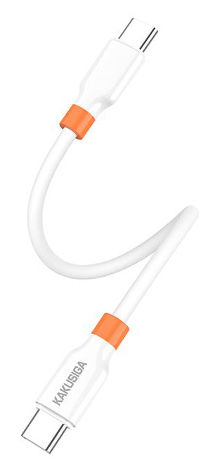 KAKUSIGA καλώδιο USB-C KSC-1024, σιλικόνης, 100W, 480Mbps, 0.25m, λευκό KSC-1024-CC-WH