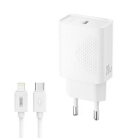 XO L160 (EU) Φορτιστής Ταχείας Φόρτισης με Θύρα Type-C & Καλώδιο Lighting 20W Kit (NB300)