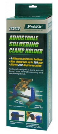 PROSKIT βάση στήριξης πλακέτας SN-390 για συγκόλληση, 360°, μαύρη SN-390