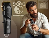 BRUNO BRN-0222 Επαγγελματική Κουρευτική μηχανή επαναφορτιζόμενη με βάση, μαύρη BRN-0222