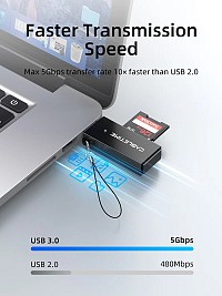 CABLETIME card reader CT-ASD3-PB για SD & micro SD, USB, 5Gbps, μαύρο CT-ASD3-PB