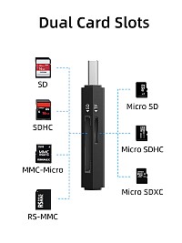 CABLETIME card reader CT-ASD3-PB για SD & micro SD, USB, 5Gbps, μαύρο CT-ASD3-PB