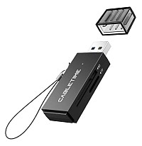CABLETIME card reader CT-ASD3-PB για SD & micro SD, USB, 5Gbps, μαύρο CT-ASD3-PB