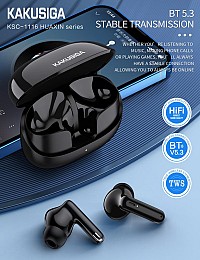 KAKUSIGA earphones με θήκη φόρτισης KSC-1116, True Wireless, 13mm, 40/320mAh, μαύρα KSC-1116-BK
