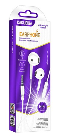 KAKUSIGA earphones με μικρόφωνο KSC-1301, 3.5mm σύνδεση, 14mm, 1.1m, λευκά KSC-1301-WH