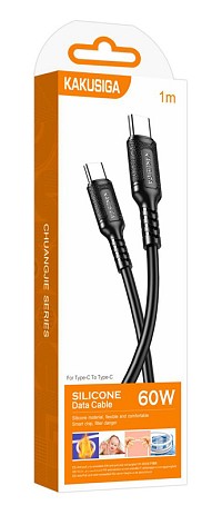KAKUSIGA καλώδιο USB-C σε USB-C KSC-984, σιλικόνης, 60W, 480Mbps, 1m, μαύρο KSC-984-CC-BK