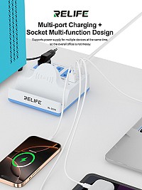 RELIFE σταθμός φόρτισης RL-309H, USB/3x USB-C/3x DC/wireless, 72W, λευκός RL-309H