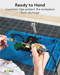 GOOBAY βάση στήριξης πλακέτας 76561 με θέση για κολλητήρι, 2x βραχίονες, μαύρη 76561