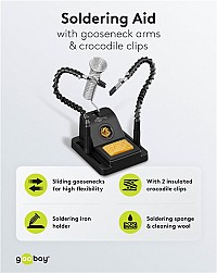 GOOBAY βάση στήριξης πλακέτας 76561 με θέση για κολλητήρι, 2x βραχίονες, μαύρη 76561