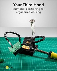 GOOBAY βάση στήριξης πλακέτας 76561 με θέση για κολλητήρι, 2x βραχίονες, μαύρη 76561