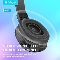 CELEBRAT headphones A42, ασύρματα & ενσύρματα, 40mm, 300mAh, μαύρα A42-BK