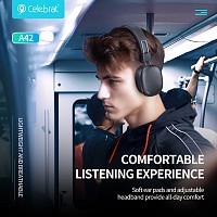 CELEBRAT headphones A42, ασύρματα & ενσύρματα, 40mm, 300mAh, μαύρα A42-BK