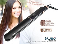 BRUNO BRN-0219 Ισιωτική πρέσα μαλλιών με κεραμικές πλάκες, 50W, ψηφιακή ένδειξη, black-copper BRN-0219