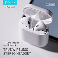 CELEBRAT earphones με θήκη φόρτισης C200 Pro, True Wireless, 13mm, 30/300mAh, λευκά C200-PRO