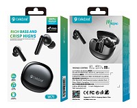 CELEBRAT earphones με θήκη φόρτισης W71, True Wireless, 10mm, 30/200mAh, μαύρα W71-BK