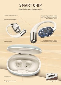 LDNIO earphones με θήκη φόρτισης T11, OWS, Φ15mm, 50/450mAh, μαύρα 6933138603697