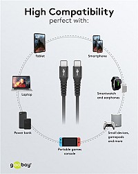 GOOBAY καλώδιο USB-C 73954, 60W, 480Mbps, 2m, μαύρο 73954