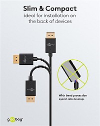 GOOBAY καλώδιο DisplayPort 77442, 8K/120Hz, 40 Gbps, 1m, μαύρο 77442