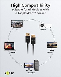 GOOBAY καλώδιο DisplayPort 77442, 8K/120Hz, 40 Gbps, 1m, μαύρο 77442