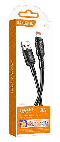 KAKUSIGA καλώδιο Lightning σε USB KSC-984, σιλικόνης, 3Α, 480Mbps, 1m, μαύρο KSC-984-L-BK