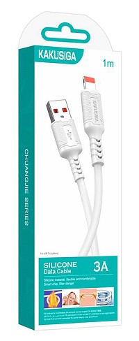 KAKUSIGA καλώδιο Lightning σε USB KSC-984, σιλικόνης, 3Α, 480Mbps, 1m, λευκό KSC-984-L-WH