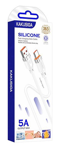 KAKUSIGA καλώδιο USB-C σε USB KSC-995, σιλικόνης, 5A, 480Mbps, 1m, λευκό KSC-995-C-WH