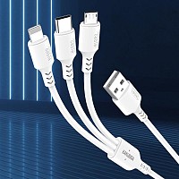 KAKUSIGA καλώδιο USB σε USB-C/Lightning/Micro USB KSC-997, 5A, 1.2m, λευκό KSC-997