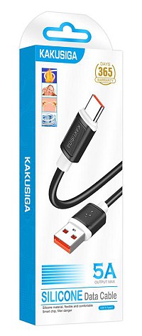 KAKUSIGA καλώδιο USB-C σε USB KSC-998, σιλικόνης, 5A, 480Mbps, 1m, μαύρο KSC-998-C-BK