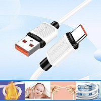 KAKUSIGA καλώδιο USB-C σε USB KSC-998, σιλικόνης, 5A, 480Mbps, 1m, λευκό KSC-998-C-WH