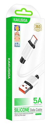 KAKUSIGA καλώδιο USB-C σε USB KSC-998, σιλικόνης, 5A, 480Mbps, 1m, λευκό KSC-998-C-WH