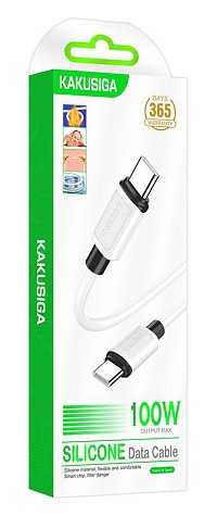 KAKUSIGA καλώδιο USB-C σε USB-C KSC-998, σιλικόνης, 100W, 480Mbps, 1m, λευκό KSC-998-CC-WH